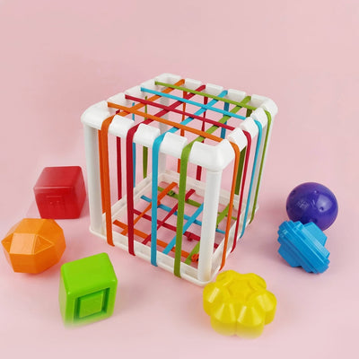 Sensory Cube Toys with Elastic Bands