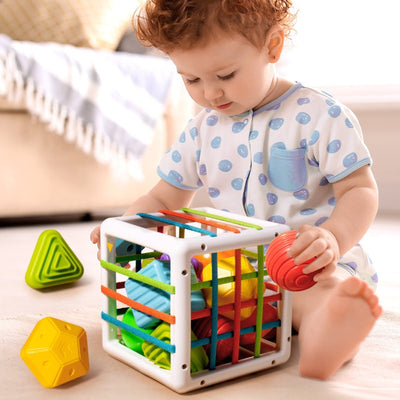 Sensory Cube Toys with Elastic Bands